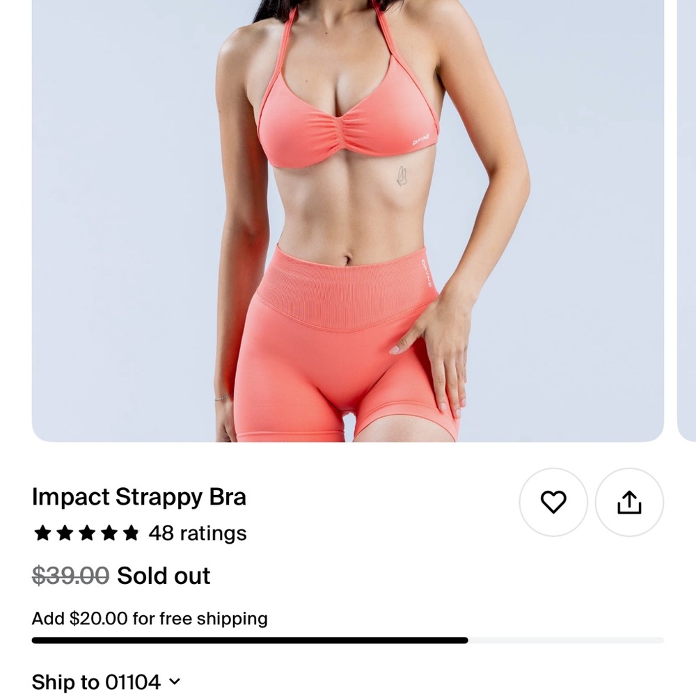 DFYNE IMPACT STRAPPY BRA -CORAL